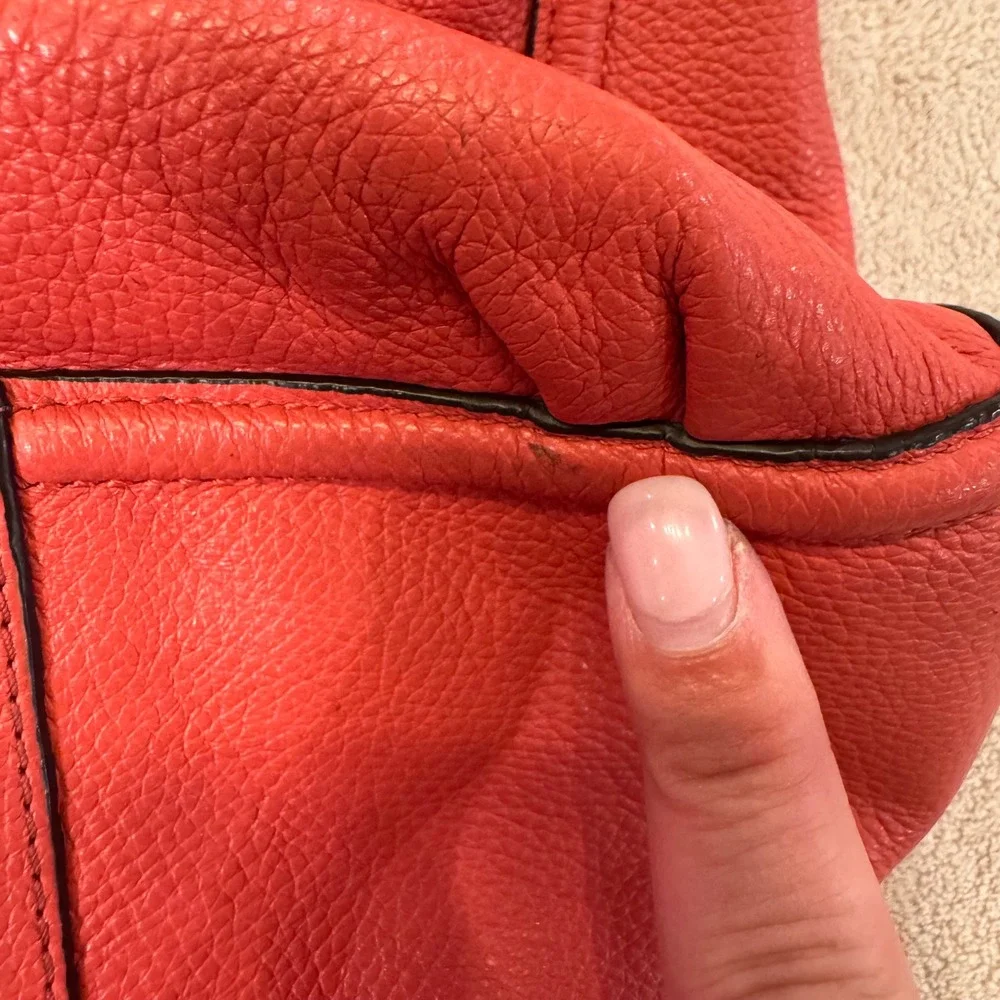COACH New York F23309 Avery Pebble Grain Coral Leather Large Hobo